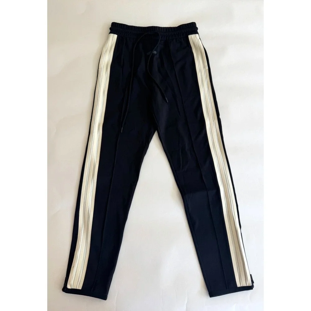 adidas Black Track Pants with White Side Stripes